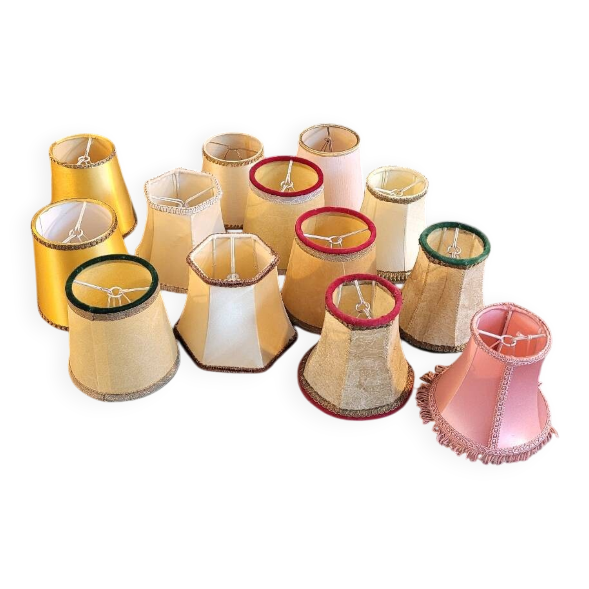 Lot de 13 abat-jour à pince anciens