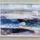 1995 Modern "Winter Blue" Swedish Abstract Modernist Landscape Oil Painting, Framed