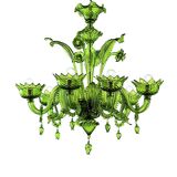 Contemporary Translucent Green Murano Style Glass Chandelier