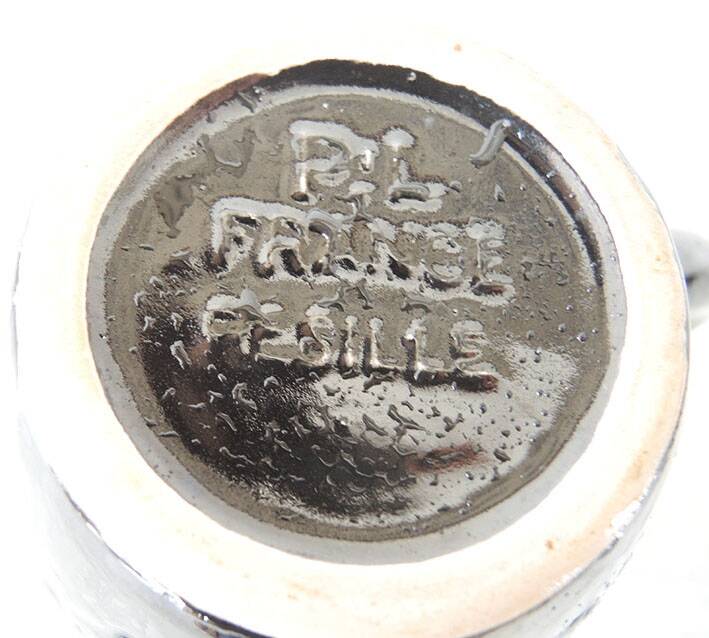 Antique Black & Yellow Ceramic Pitcher - PL France Resille