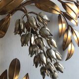 Hans Kögl flower wall light - gold and silver metal - 1970