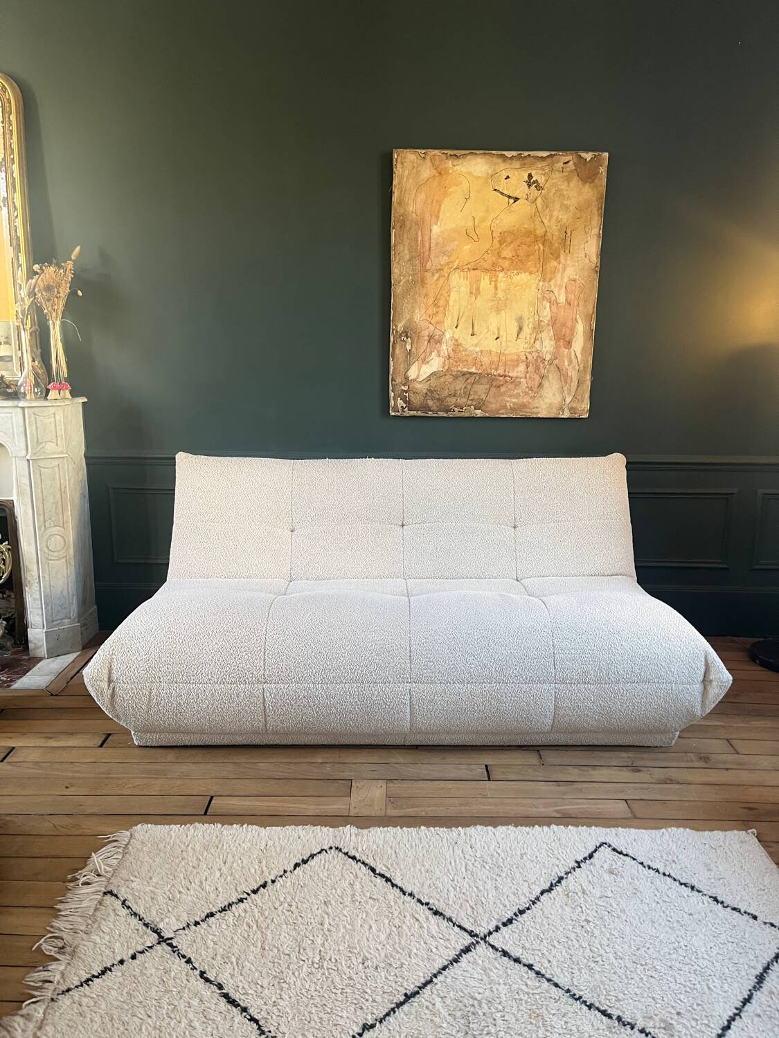 SIA white bouclette designer sofa