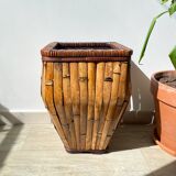Porte parapluies vintage en rotin style colonial 1930 - Cache pot vintage en rotin