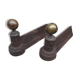 Pair of old cast iron chenets and brass ball