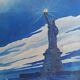 Tableau peinture à l'huile statue de la liberté 1943