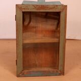 Original polychrome patina Burmese teak wall showcase / 2 rear hangers for wall mounting