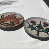 Vallauris Thistles flat plate hand decorated