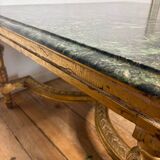 Coffee table in green marble and gilded wood, Louis XVI / Rococo style