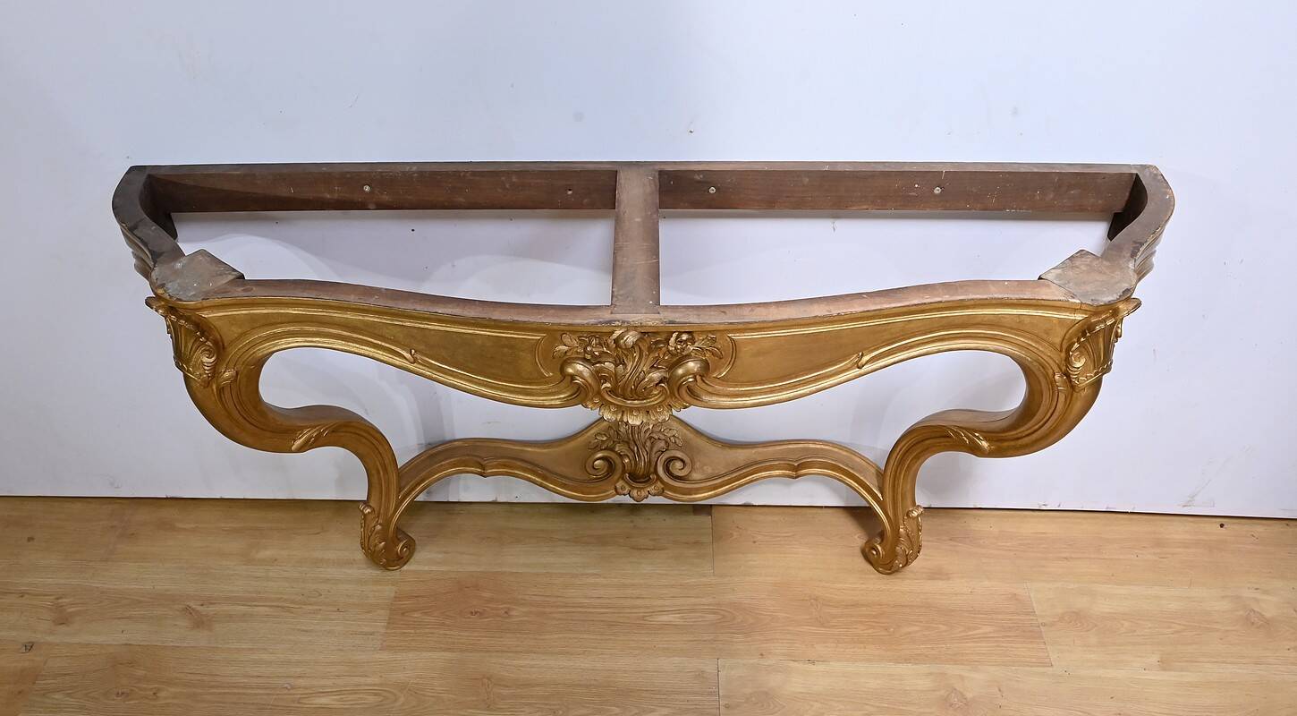 Important Wall Console in Gilded Wood, Louis XV style – Early 20th century