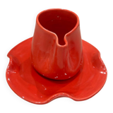 Set of cups mugs water lily ceramic handmade pop red poppy