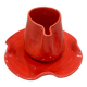 Set of ceramic artisan mugs with poppy red water lily design.