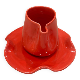Set of cups mugs water lily ceramic handmade pop red poppy