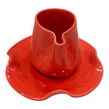 Set tasse mug nénuphar céramique artisanal pop rouge coquelicot