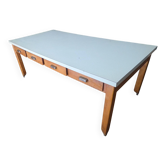 Grande table vintage de couvent – 8 tiroirs – 200 cm