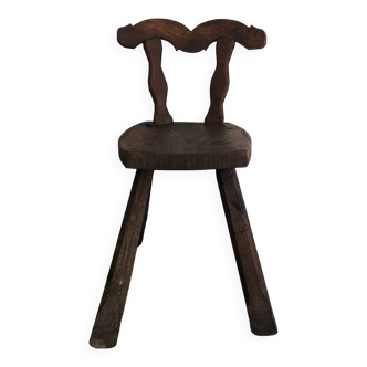 Antique brutalist quadripod stool