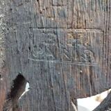 Old barometer and thermometer from the 1930s in carved wood. Signed on the back EH PARIS.