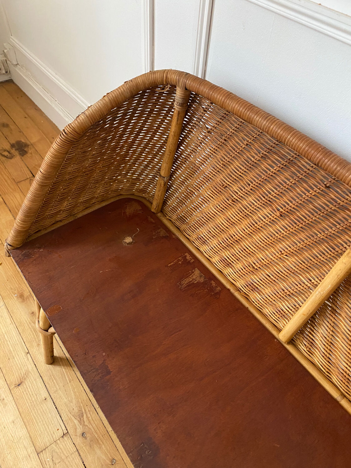 Vintage rattan children's bench