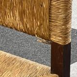 4 brutalist chairs in straw and wood