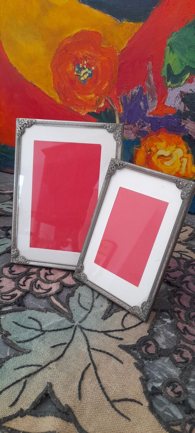 Lot of 2 small silver metal frames from the 1920s/1930s