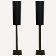 Pair vintage brutalist iron hammered floor or large table lamps, Germany.