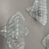 Set of 3 Murano Ice Glass Wall Lights/Sconces by FISCHER Leuchten, Germany, 1970