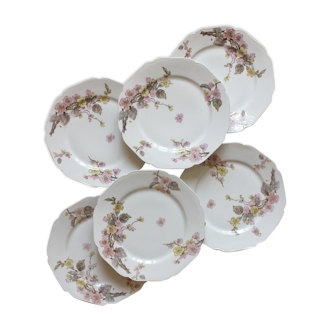 6 dessert plates in old porcelain H&C, Maison Ragot Lilles early twentieth century