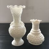 Pair of white glass vases