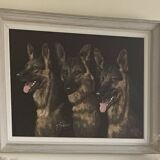 Tableau sur velours du peintre animalier Genasi