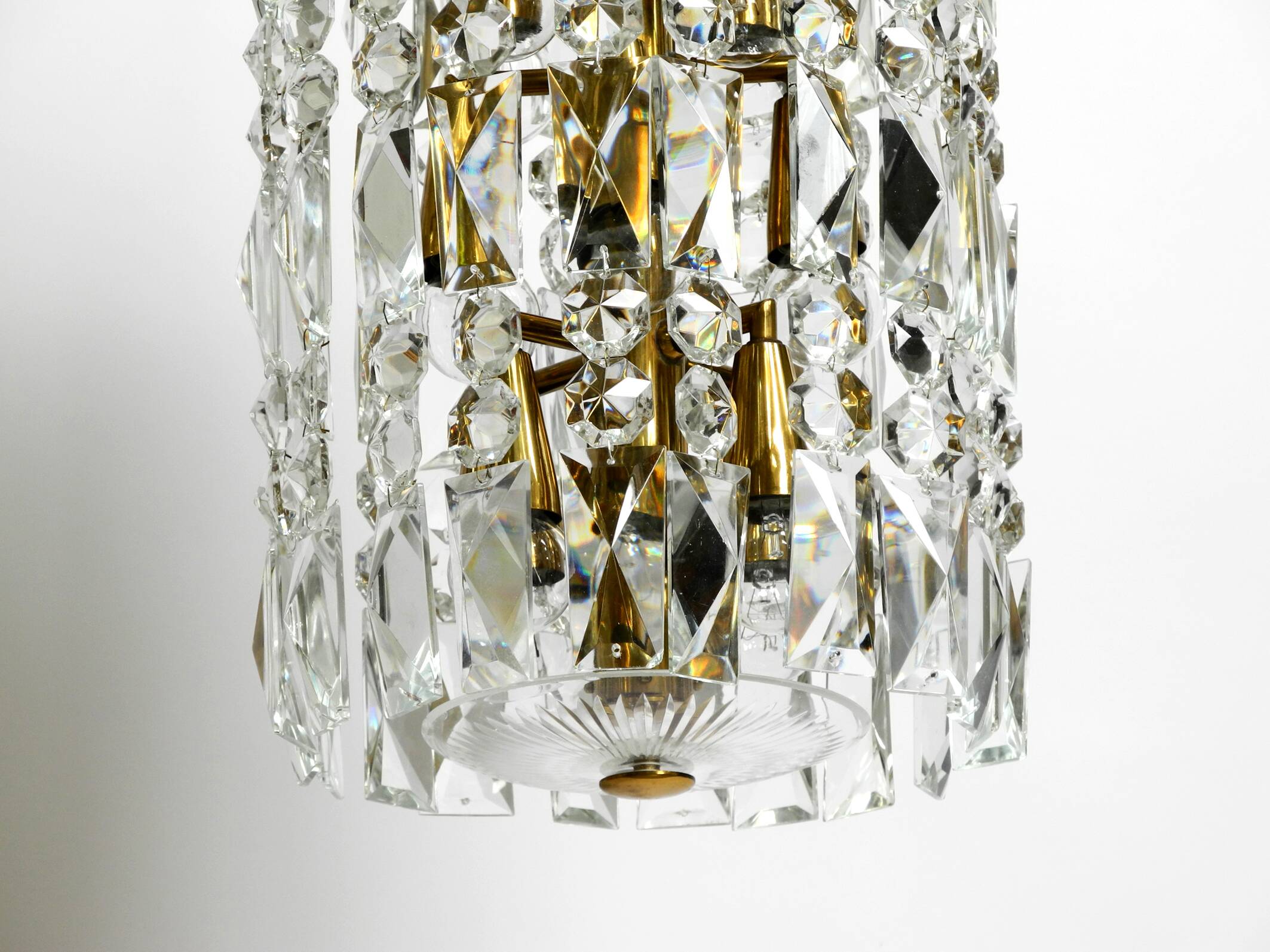 Lustre XL en cristal et laiton par Vereinigte Werkstätten