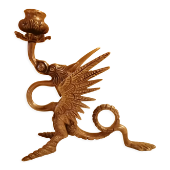 Dragon candle holder in ancient copper