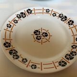 Six old flat earthenware plates from the 1930s, water lilies model