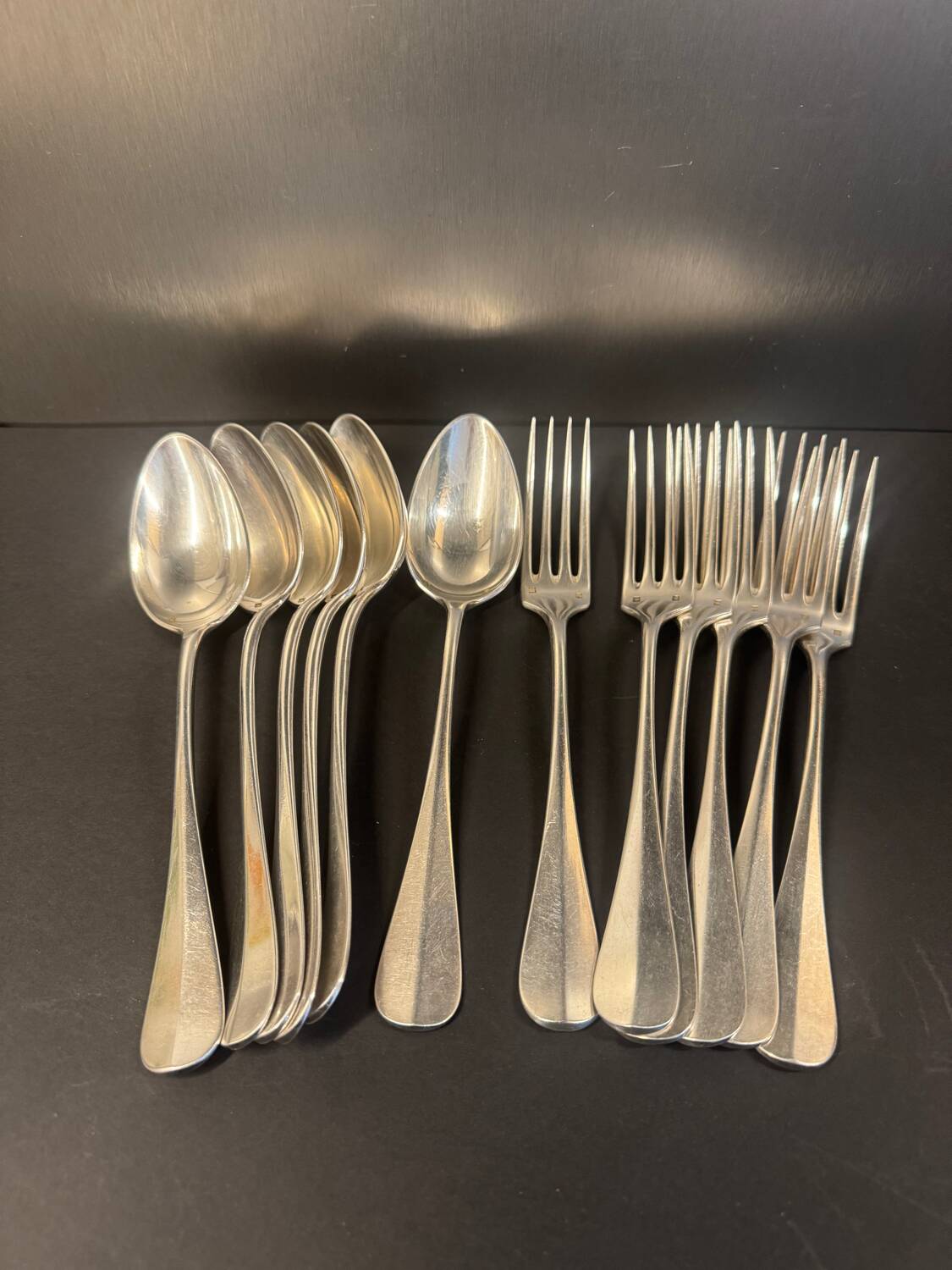 Set of 12 antique silver-plated cutlery – Afenide Manufacture