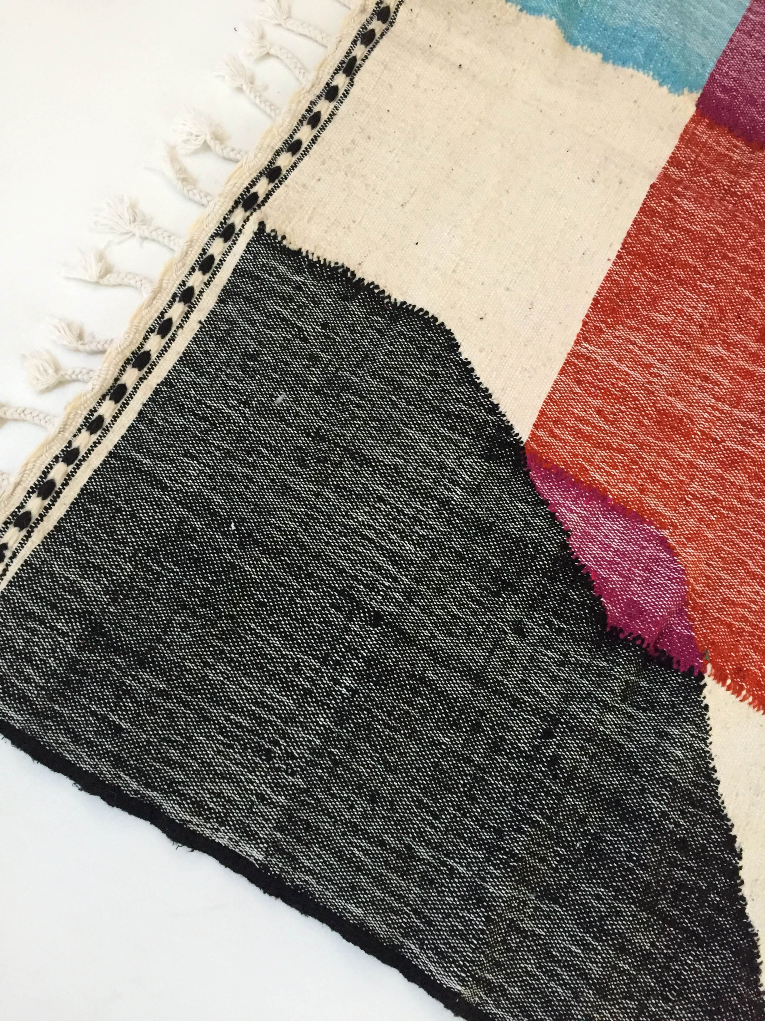 Moroccan Berber Kilim carpet ecru with colorful flats 264x204cm