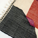 Moroccan Berber Kilim carpet ecru with colorful flats 264x204cm