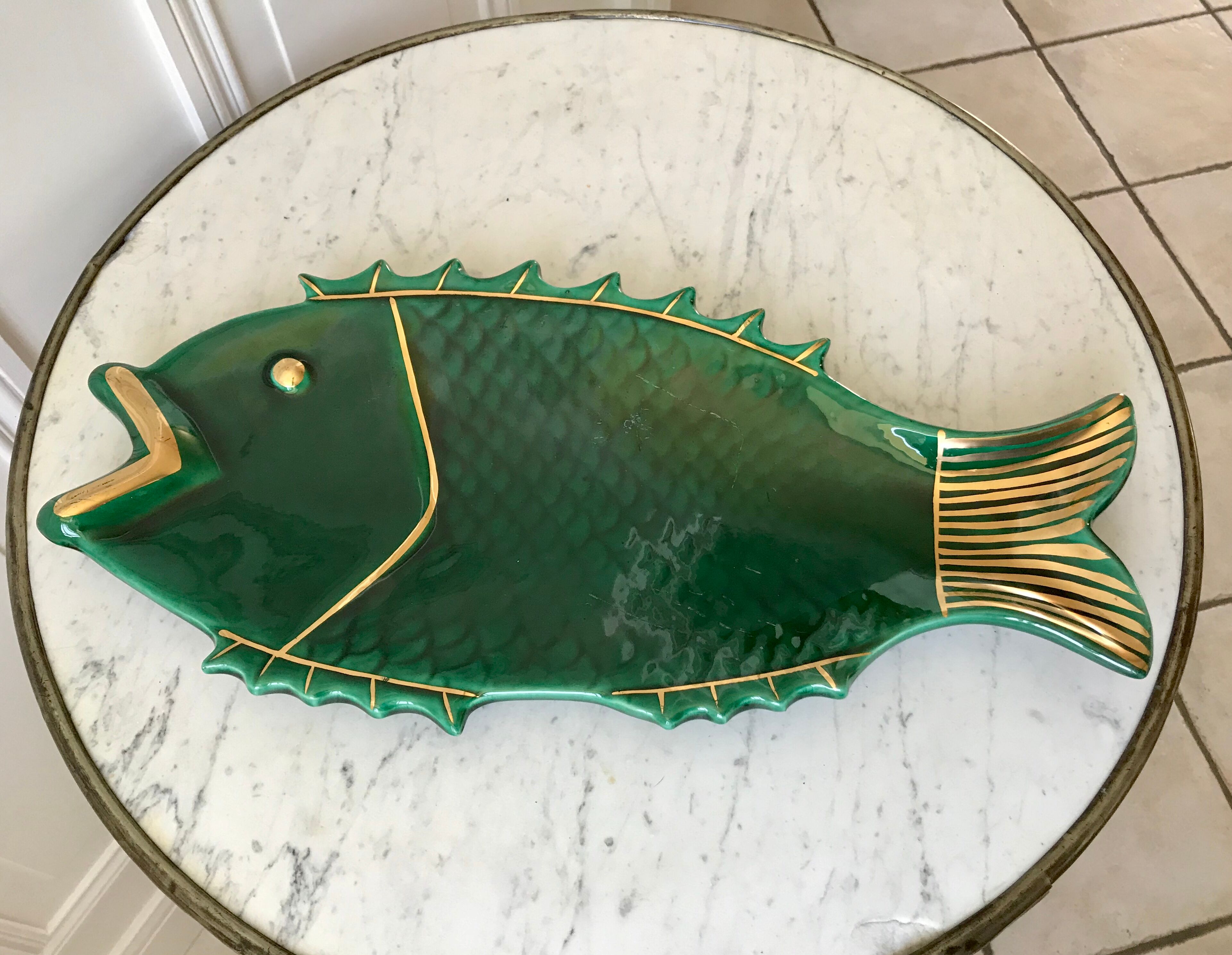 Fish dish in green and golden slurry 50s