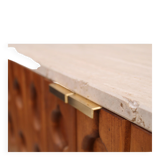 Contemporary Pair of Italian Sideboards Made of Solid Wood and Travertine