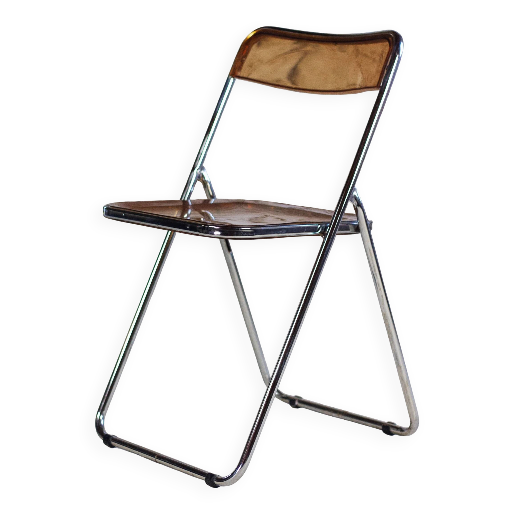 Folding chair in plexiglass and chrome, 1970