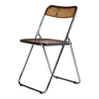 Folding chair in plexiglass and chrome, 1970