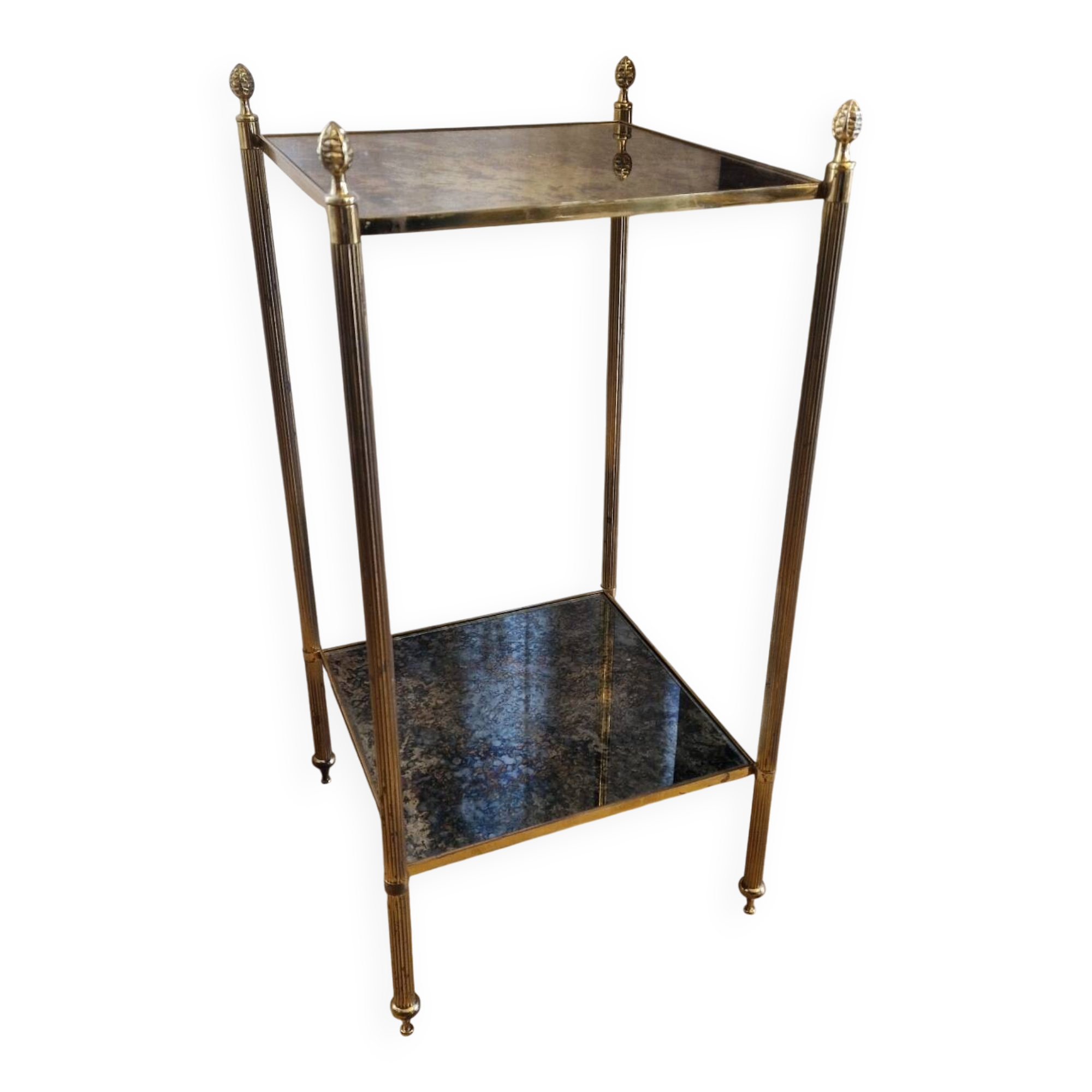 Side table or guéridon Maison Baguès bronze and glass