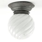 Lampe de plafond Art Déco, verre blanc, Pologne, années 1930