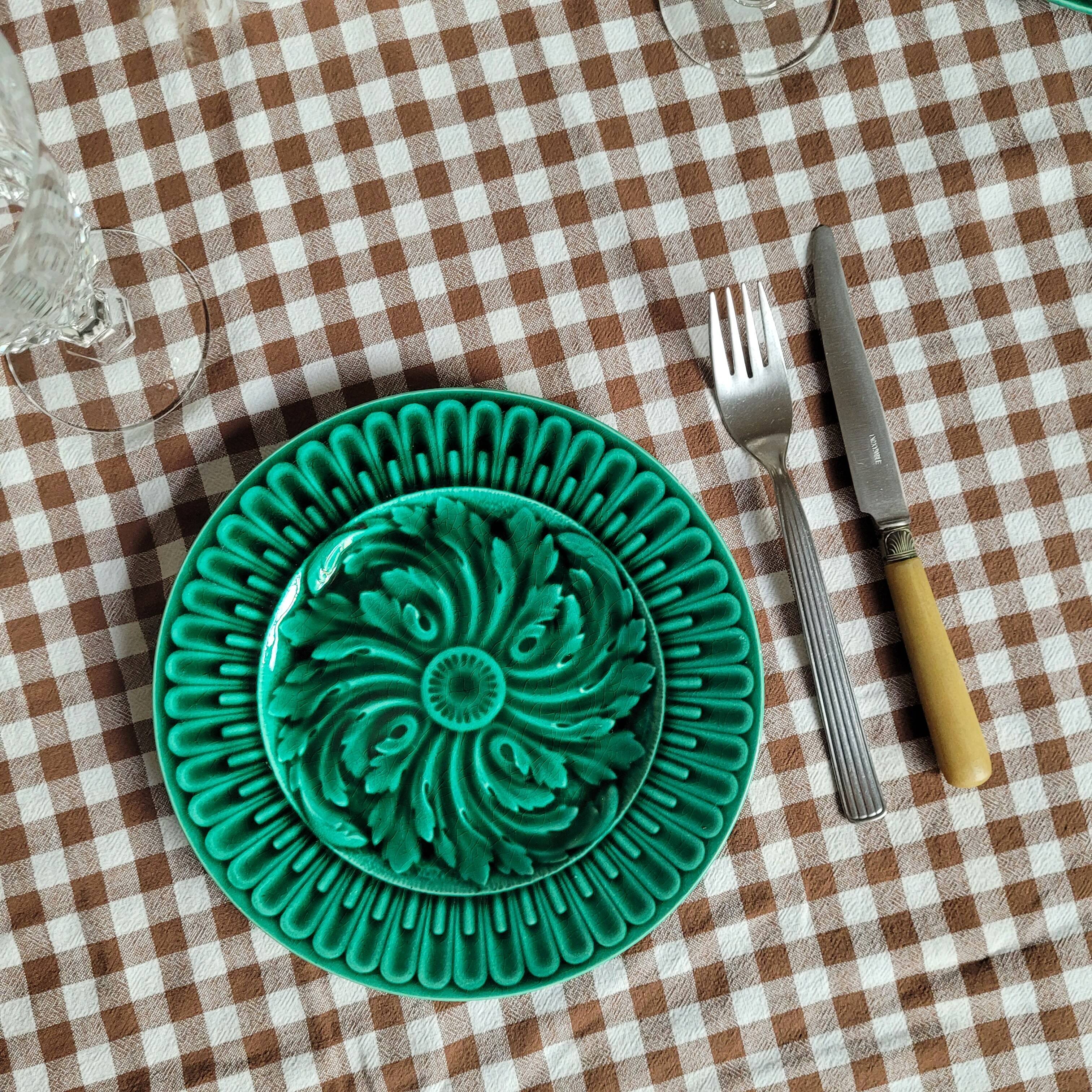 La Redoute x Selency set of 4 green barbotine plates