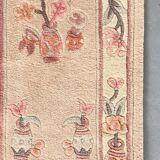 Vintage beige pink velvet rug 118 x 60cm
