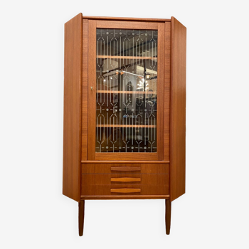 Vintage Scandinavian teak showcase / corner cabinet 1960