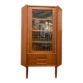 Vintage Scandinavian teak showcase / corner cabinet 1960