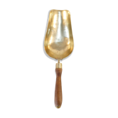 Old brass grocery grain shovel wooden handle