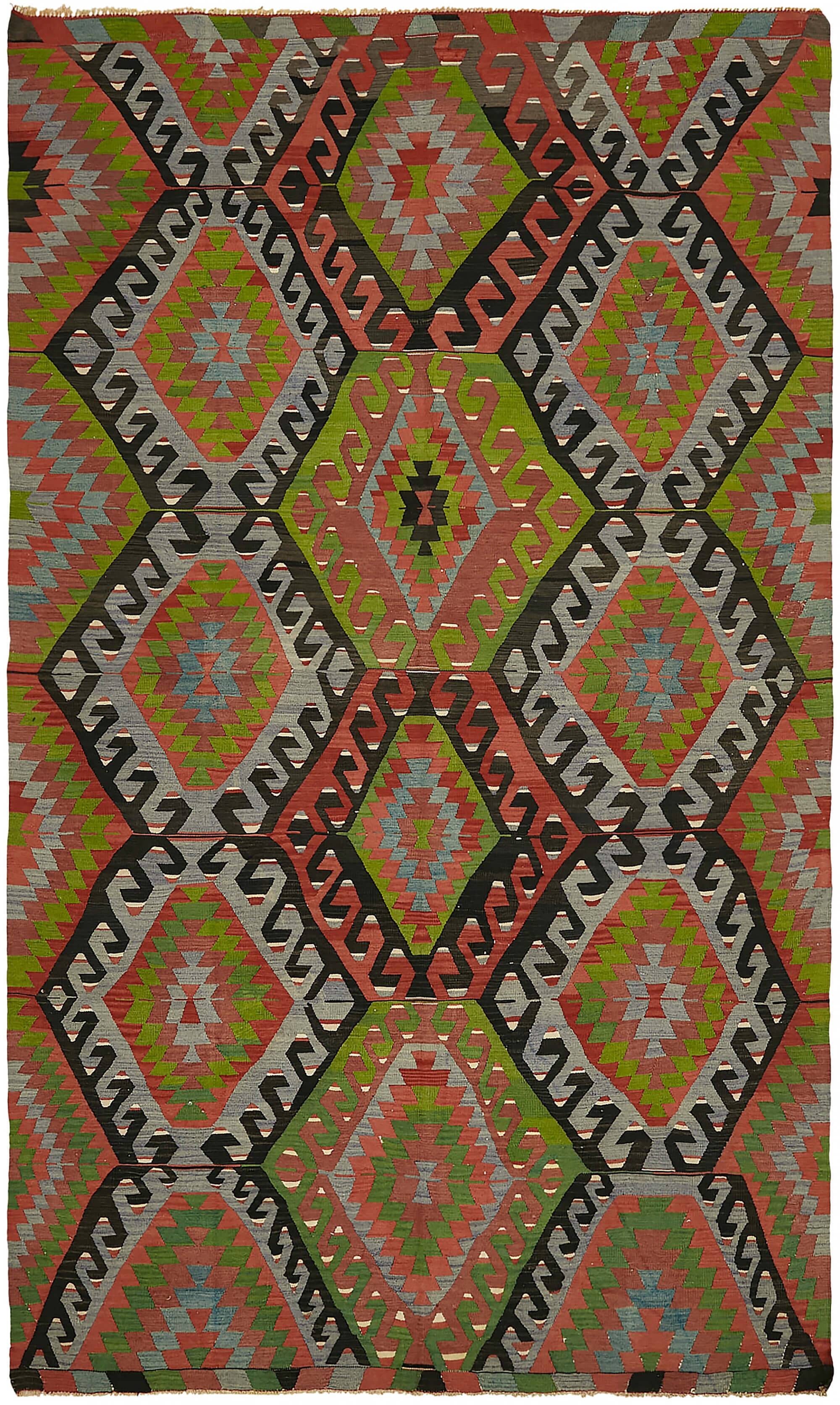 Turkish Handmade Vintage Anatolian Kilim 198 cm x 320 cm