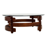 Table basse ronde en palissandre, années 1970