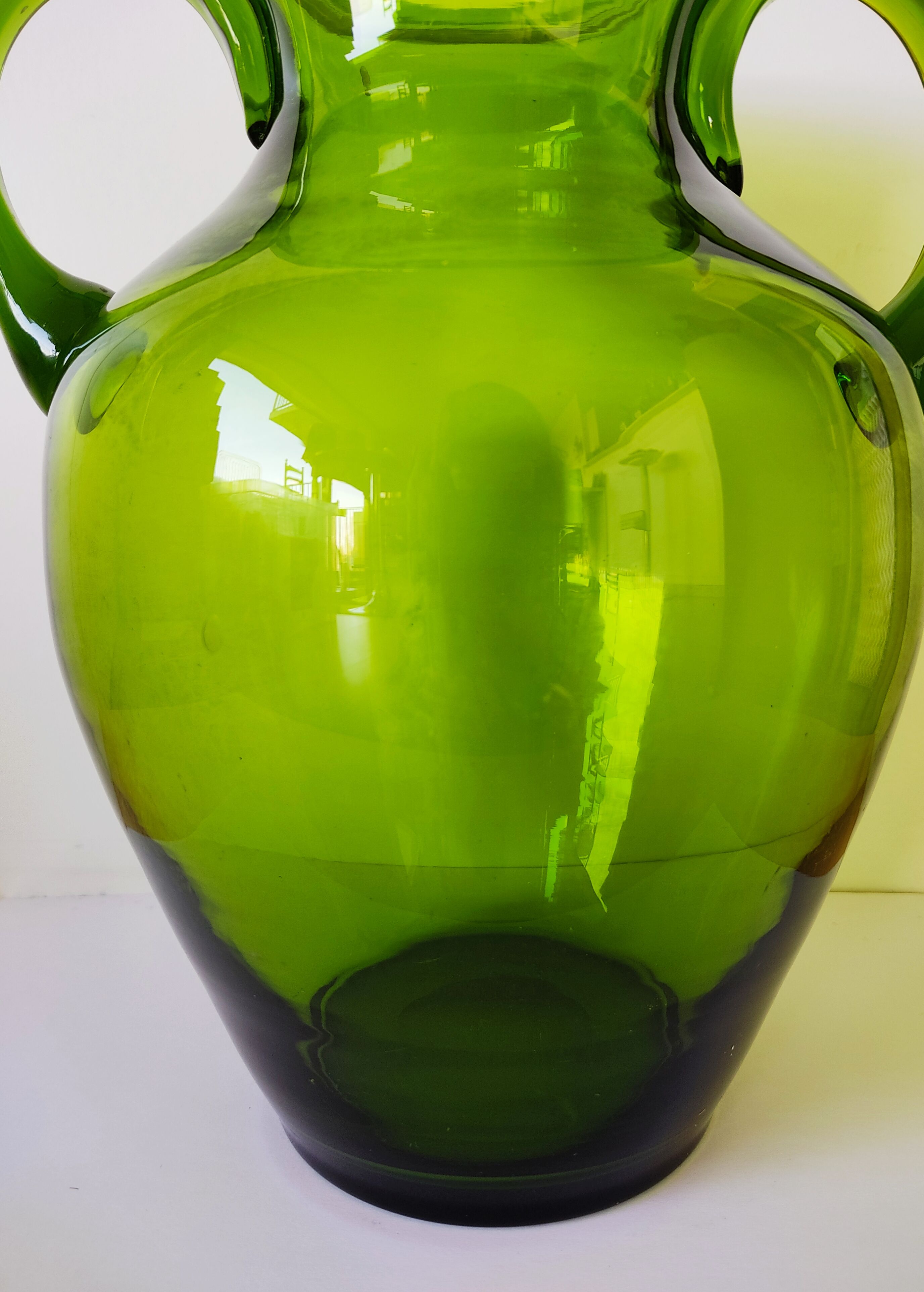 Green glass vase