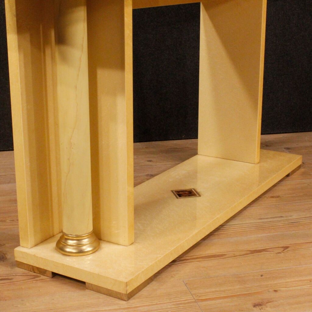 Italian console in exotic wood from 20th century