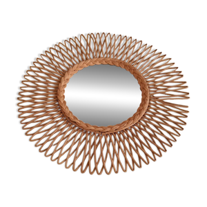 miroir en rotin vintage